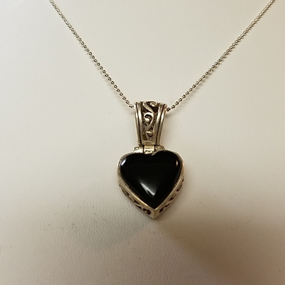 Sterling Silver and Black Onyx Necklace - Picture 2 of 8